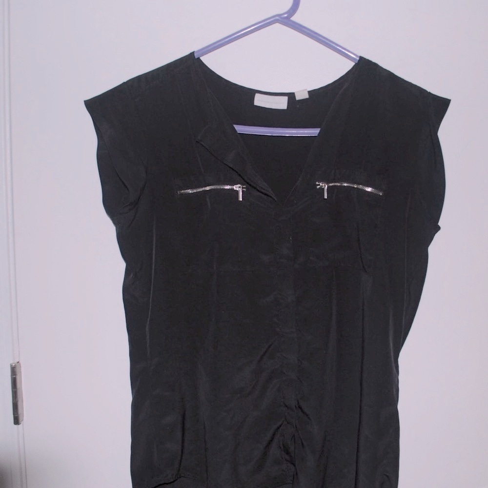 New York & Company Black Dressy Top sleeveless with a little cap like detail
